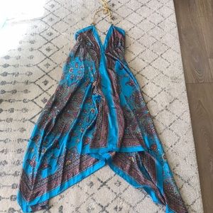 Paisley patterned satin halter dress Sz XS/S